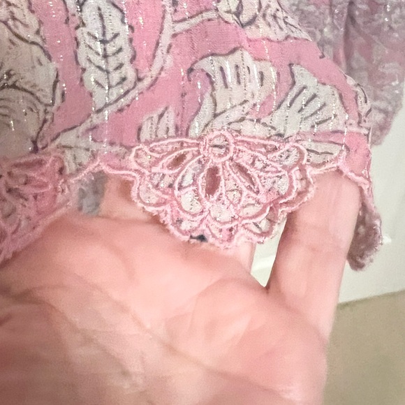 Hemant & Nandita pink metallic embroidered tiered Mini Dress size M - Picture 10 of 14